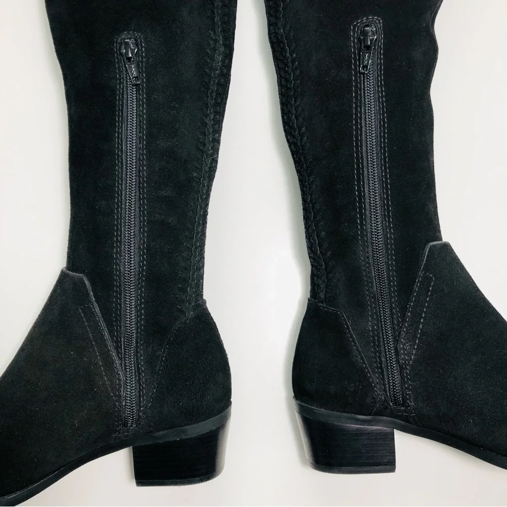 NEW Vince Camuto Bendra Suede Black Over the Knee Split Shaft Boot size 6
